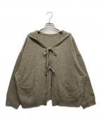 nest Robeネストローブ）の古着「パウダーWフードリボンカーディガン」｜ベージュ