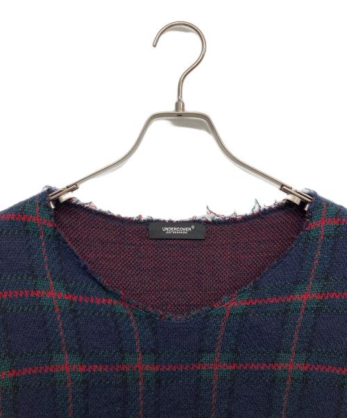 UNDERCOVER（アンダーカバー）UNDERCOVER (アンダーカバー) チェック柄Vネックニット ネイビー×グリーン サイズ:1の古着・服飾アイテム