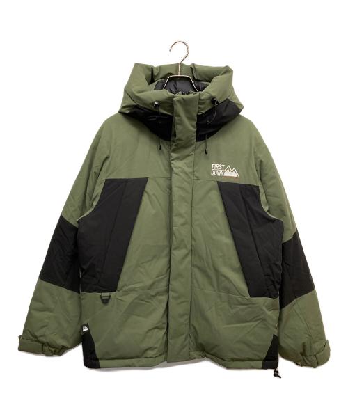 FIRST DOWN（ファーストダウン）FIRST DOWN (ファーストダウン) パネルショートダウンジャケット グリーン サイズ:LARGEの古着・服飾アイテム