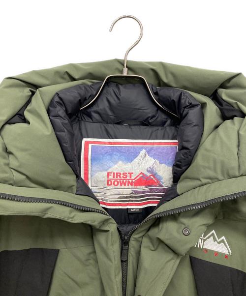 FIRST DOWN（ファーストダウン）FIRST DOWN (ファーストダウン) パネルショートダウンジャケット グリーン サイズ:LARGEの古着・服飾アイテム