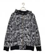 stussyステューシー）の古着「総柄プリントジップパーカー」｜ブラック