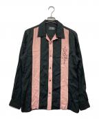 Hysteric Glamourヒステリックグラマー）の古着「50’S MODERN刺繍 オープンカラーシャツ」｜ピンク×ブラック