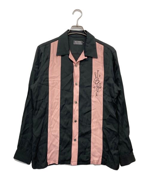Hysteric Glamour（ヒステリックグラマー）Hysteric Glamour (ヒステリックグラマー) 50’S MODERN刺繍 オープンカラーシャツ ピンク×ブラック サイズ:Mの古着・服飾アイテム