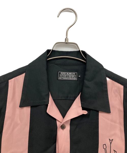 Hysteric Glamour（ヒステリックグラマー）Hysteric Glamour (ヒステリックグラマー) 50’S MODERN刺繍 オープンカラーシャツ ピンク×ブラック サイズ:Mの古着・服飾アイテム