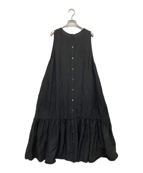 nest Robe（ネストローブ）nest Robe (ネストローブ) シルクリネンVネック2wayワンピース ブラック サイズ:Fの古着・服飾アイテム