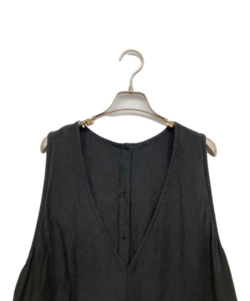 nest Robe（ネストローブ）nest Robe (ネストローブ) シルクリネンVネック2wayワンピース ブラック サイズ:Fの古着・服飾アイテム