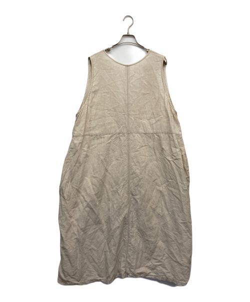 nest Robe（ネストローブ）nest Robe (ネストローブ) ブラックリネンバックVネックノースリーブワンピース アイボリー サイズ:Fの古着・服飾アイテム