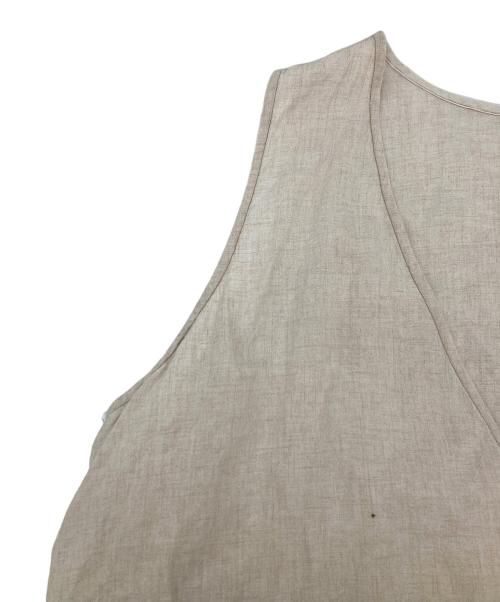 nest Robe（ネストローブ）nest Robe (ネストローブ) ブラックリネンバックVネックノースリーブワンピース アイボリー サイズ:Fの古着・服飾アイテム