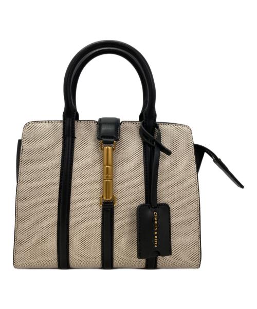 CHARLES & KEITH（チャールズアンドキース）CHARLES & KEITH (チャールズ＆キース) セシアメタリックトートバッグ ブラック×ベージュの古着・服飾アイテム