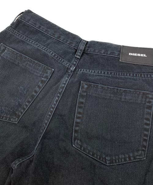 DIESEL（ディーゼル）DIESEL (ディーゼル) クラッシュ加工ワイドデニムパンツ ブラック サイズ:W27 L32の古着・服飾アイテム