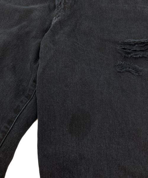 DIESEL（ディーゼル）DIESEL (ディーゼル) クラッシュ加工ワイドデニムパンツ ブラック サイズ:W27 L32の古着・服飾アイテム