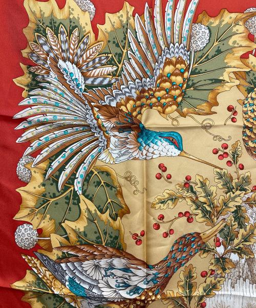 Salvatore Ferragamo（サルヴァトーレ フェラガモ）Salvatore Ferragamo (サルヴァトーレ フェラガモ) シルクスカーフ レッドの古着・服飾アイテム