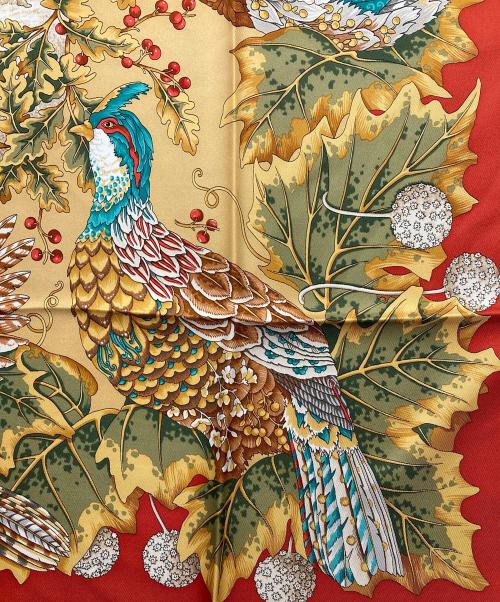 Salvatore Ferragamo（サルヴァトーレ フェラガモ）Salvatore Ferragamo (サルヴァトーレ フェラガモ) シルクスカーフ レッドの古着・服飾アイテム