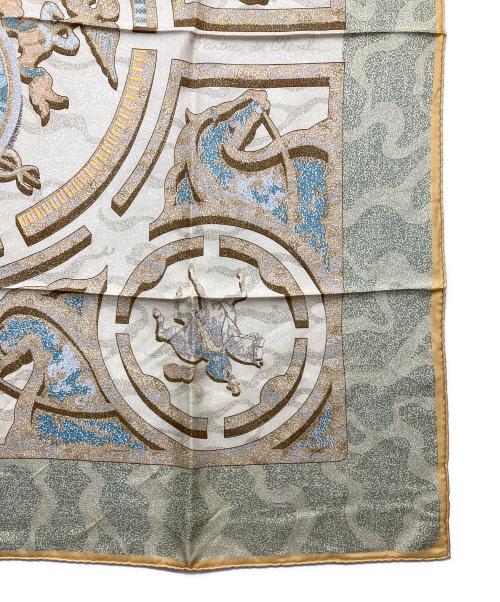 ETRO（エトロ）ETRO (エトロ) 総柄スカーフ グリーン×ベージュの古着・服飾アイテム