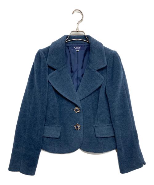M'S GRACY（エムズグレイシー）M'S GRACY (エムズグレイシー) フラワーボタンジャケット ネイビー サイズ:36の古着・服飾アイテム