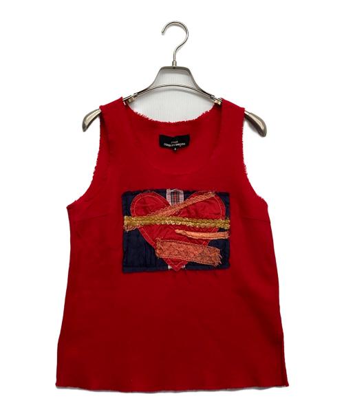 tricot COMME des GARCONS（トリココムデギャルソン）tricot COMME des GARCONS (トリココムデギャルソン) ハートモチーフニットベスト レッド サイズ:Sの古着・服飾アイテム