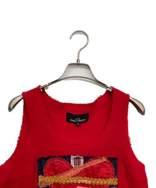 tricot COMME des GARCONS（トリココムデギャルソン）tricot COMME des GARCONS (トリココムデギャルソン) ハートモチーフニットベスト レッド サイズ:Sの古着・服飾アイテム
