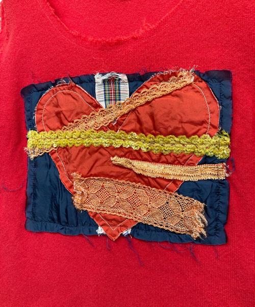 tricot COMME des GARCONS（トリココムデギャルソン）tricot COMME des GARCONS (トリココムデギャルソン) ハートモチーフニットベスト レッド サイズ:Sの古着・服飾アイテム