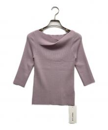 FRAY ID.（フレイアイディー）の古着「ドレープデコルテリブプルオーバー」｜ピンク