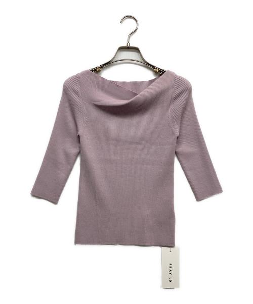 FRAY ID.（フレイアイディー）FRAY ID. (フレイアイディー) ドレープデコルテリブプルオーバー ピンク サイズ:F 未使用品の古着・服飾アイテム