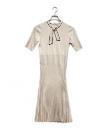 CELFORD（セルフォード）の古着「ボウタイニットワンピース」｜アイボリー