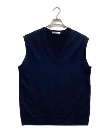 ETRE TOKYO（エトレトウキョウ）の古着「コットンカシミヤニットベスト」｜ネイビー