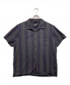 HUFハフ）の古着「シルク混半袖シャツ」｜ネイビー×グリーン