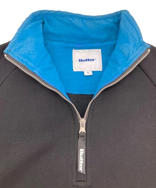 butter（バター）butter (バター) ロゴ刺繍ハーフジップスウェット ブラック サイズ:Sの古着・服飾アイテム