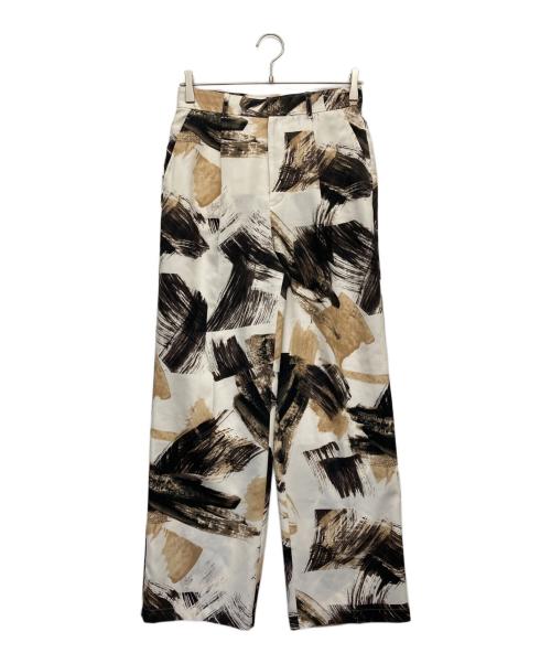 Noble（ノーブル）Noble (ノーブル) ブラッシュプリントストレートパンツ ベージュ サイズ:38の古着・服飾アイテム