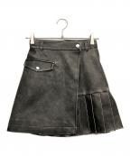 HAREハレ）の古着「フェイクレザースカート」｜ブラック