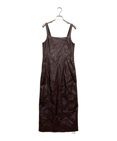 STUDIO DOE（スタジオドゥ）studio doe (スタジオドゥ) フェイクレザーキャミソールワンピース ブラウン サイズ:Sの古着・服飾アイテム