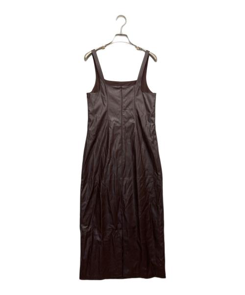 STUDIO DOE（スタジオドゥ）studio doe (スタジオドゥ) フェイクレザーキャミソールワンピース ブラウン サイズ:Sの古着・服飾アイテム