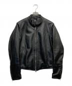 EMMETIエンメティ）の古着「JURIラムレザーシングルライダースジャケット」｜ブラック