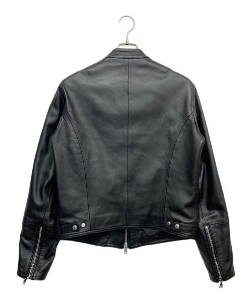EMMETI（エンメティ）EMMETI (エンメティ) JURIラムレザーシングルライダースジャケット ブラック サイズ:48の古着・服飾アイテム