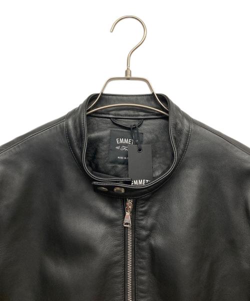 EMMETI（エンメティ）EMMETI (エンメティ) JURIラムレザーシングルライダースジャケット ブラック サイズ:48の古着・服飾アイテム