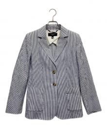 WEEKEND Max Mara（ウィークエンド マックスマーラ）の古着「リネン混ストライプテーラードジャケット」｜ブルー