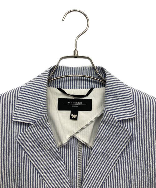 WEEKEND Max Mara（ウィークエンド マックスマーラ）Weekend Max Mara (ウィークエンド マックスマーラ) リネン混ストライプテーラードジャケット ブルー サイズ:36の古着・服飾アイテム