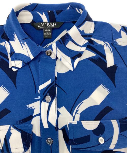 LAUREN RALPH LAUREN（ローレンラルフローレン）LAUREN RALPH LAUREN (ローレンラルフローレン) 総柄シャツ ブルー サイズ:XSの古着・服飾アイテム