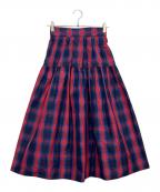 LIBERUSリベラス）の古着「タータンチェックタフタスカート」｜レッド
