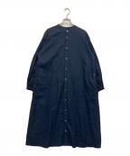 nest Robeネストローブ）の古着「起毛ギャザースリーブワンピース」｜ネイビー