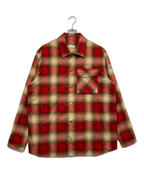 MONCLER（モンクレール）MONCLER (モンクレール) CAMICIA/長袖チェックシャツ レッド サイズ:Mの古着・服飾アイテム
