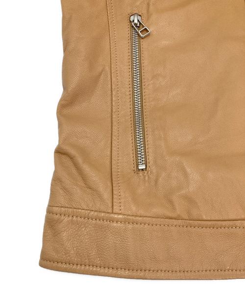 VANQUISH（ヴァンキッシュ）VANQUISH (ヴァンキッシュ) ゴートレザージャケット ベージュ サイズ:Lの古着・服飾アイテム