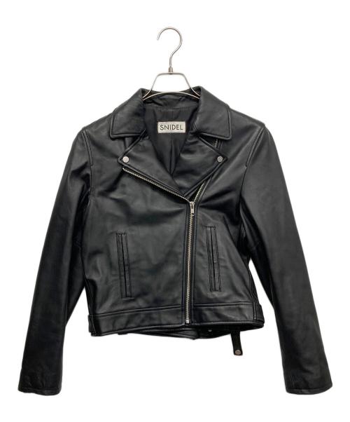 Snidel（スナイデル）Snidel (スナイデル) ラムレザーダブルライダースジャケット ブラック サイズ:1の古着・服飾アイテム