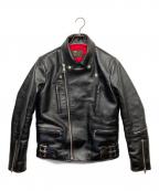 HOR.L.TOGSソノタブランド）の古着「ホースレザーライダースジャケット」｜ブラック