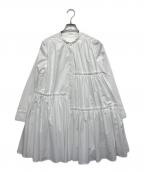 anuansアニュアンス）の古着「イレギュラーティアードミニワンピース」｜ホワイト