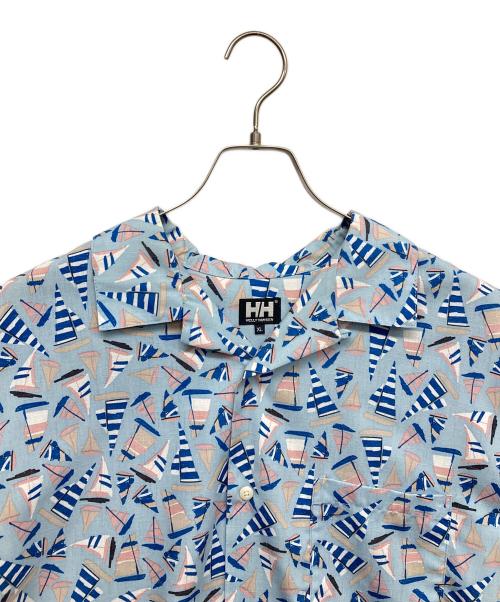 HELLY HANSEN（ヘリーハンセン）HELLY HANSEN (ヘリーハンセン) ショートスリーブヨットプリントシャツ ブルー サイズ:XLの古着・服飾アイテム