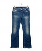 TRUE RELIGIONトゥルー レリジョン）の古着「ラインストーンフレアデニムパンツ」｜インディゴ