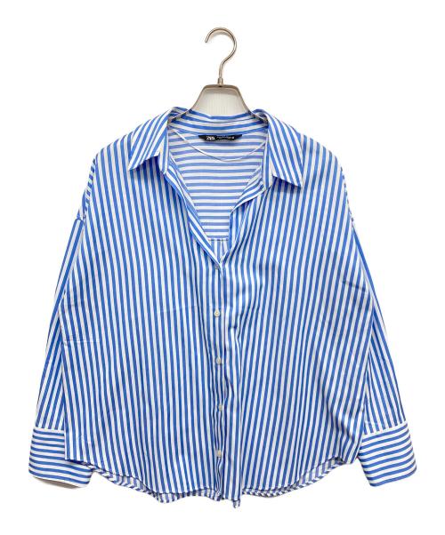 ZARA（ザラ）ZARA (ザラ) ストライプシャツ ブルー サイズ:Ｌの古着・服飾アイテム