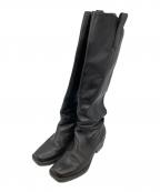 GUCCIグッチ）の古着「スクエアトゥ チャンキーヒール ロングブーツ」｜ブラック