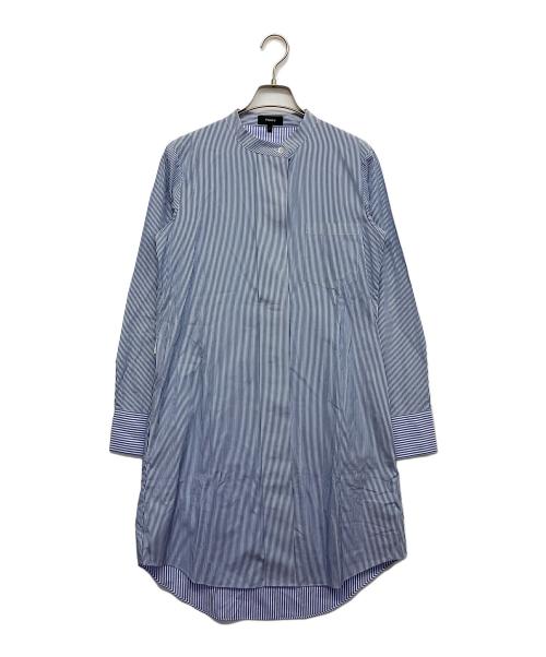 theory（セオリー）theory (セオリー) 長袖 シャツワンピース ブルー×ホワイト サイズ:2の古着・服飾アイテム